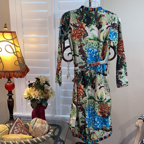Vintage Aiyana Itchome Dupioni 100% Silk Wrap Dress - Picture 5 of 10